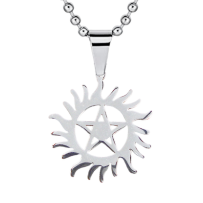 Stainless Steel Sam & Dean Pendant Necklace - Pentagram Star & Sun